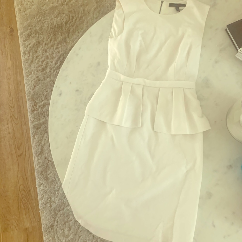 BCBG white peplum dress